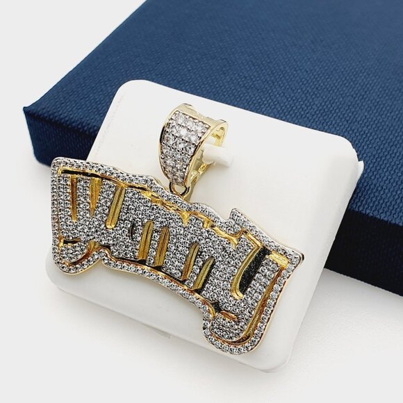 "14K Gold Plated Cubic Zircon Pendant, EVBRS396 - Picture 2 of 9